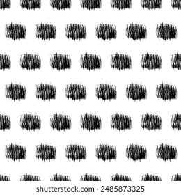 Seamless pattern with dark hand drawn scribble smear on white background. Abstract grunge texture. Vector illustration