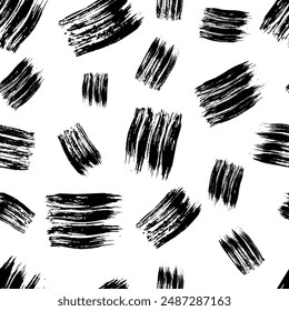 Seamless pattern with dark hand drawn scribble smear on white background. Abstract grunge texture. Vector illustration