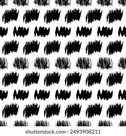 Seamless pattern with dark hand drawn scribble smear on white background. Abstract grunge texture. Vector illustration