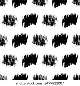 Seamless pattern with dark hand drawn scribble smear on white background. Abstract grunge texture. Vector illustration