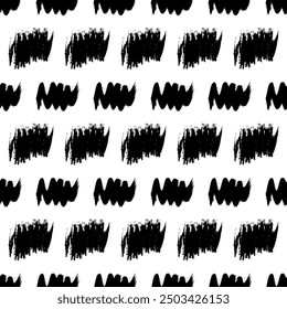 Seamless pattern with dark hand drawn scribble smear on white background. Abstract grunge texture. Vector illustration