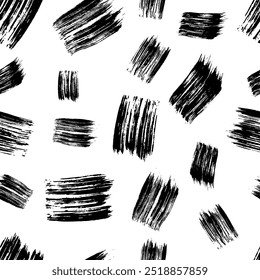 Seamless pattern with dark hand drawn scribble smear on white background. Abstract grunge texture. Vector illustration