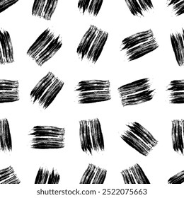 Seamless pattern with dark hand drawn scribble smear on white background. Abstract grunge texture. Vector illustration