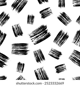 Seamless pattern with dark hand drawn scribble smear on white background. Abstract grunge texture. Vector illustration