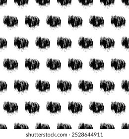 Seamless pattern with dark hand drawn scribble smear on white background. Abstract grunge texture. Vector illustration