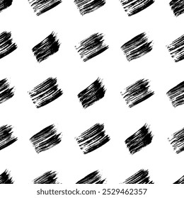 Seamless pattern with dark hand drawn scribble smear on white background. Abstract grunge texture. Vector illustration