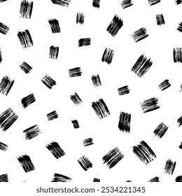 Seamless pattern with dark hand drawn scribble smear on white background. Abstract grunge texture. Vector illustration