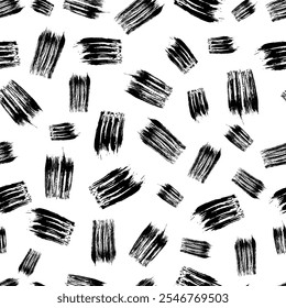 Seamless pattern with dark hand drawn scribble smear on white background. Abstract grunge texture. Vector illustration