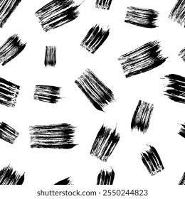 Seamless pattern with dark hand drawn scribble smear on white background. Abstract grunge texture. Vector illustration