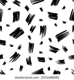 Seamless pattern with dark hand drawn scribble smear on white background. Abstract grunge texture. Vector illustration