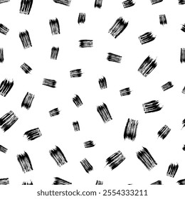 Seamless pattern with dark hand drawn scribble smear on white background. Abstract grunge texture. Vector illustration