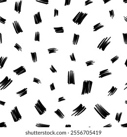 Seamless pattern with dark hand drawn scribble smear on white background. Abstract grunge texture. Vector illustration