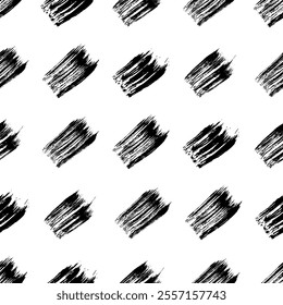 Seamless pattern with dark hand drawn scribble smear on white background. Abstract grunge texture. Vector illustration