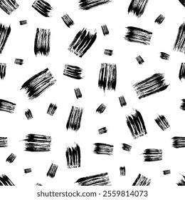 Seamless pattern with dark hand drawn scribble smear on white background. Abstract grunge texture. Vector illustration