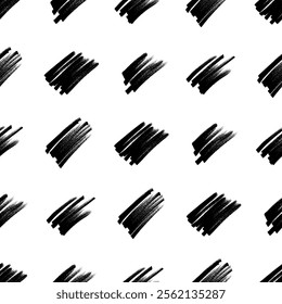 Seamless pattern with dark hand drawn scribble smear on white background. Abstract grunge texture. Vector illustration