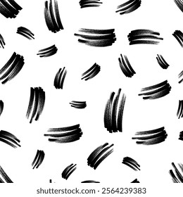 Seamless pattern with dark hand drawn scribble smear on white background. Abstract grunge texture. Vector illustration