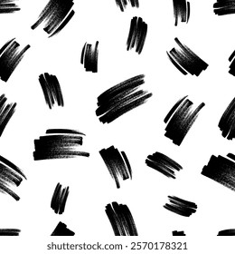 Seamless pattern with dark hand drawn scribble smear on white background. Abstract grunge texture. Vector illustration