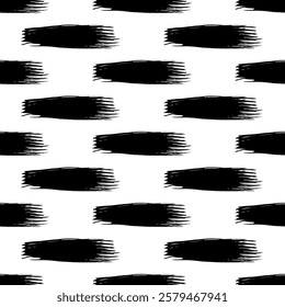 Seamless pattern with dark hand drawn scribble smear on white background. Abstract grunge texture. Vector illustration