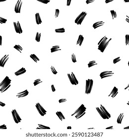 Seamless pattern with dark hand drawn scribble smear on white background. Abstract grunge texture. Vector illustration