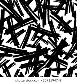 Seamless pattern with dark hand drawn scribble smear on white background. Abstract grunge texture. Vector illustration