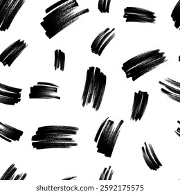 Seamless pattern with dark hand drawn scribble smear on white background. Abstract grunge texture. Vector illustration