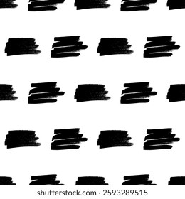 Seamless pattern with dark hand drawn scribble smear on white background. Abstract grunge texture. Vector illustration