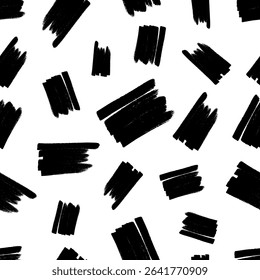 Seamless pattern with dark hand drawn scribble smear on white background. Abstract grunge texture. Vector illustration