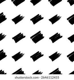 Seamless pattern with dark hand drawn scribble smear on white background. Abstract grunge texture. Vector illustration