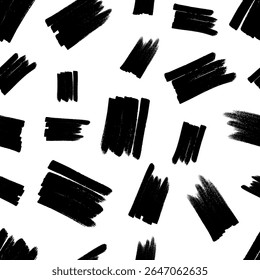 Seamless pattern with dark hand drawn scribble smear on white background. Abstract grunge texture. Vector illustration