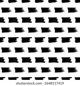 Seamless pattern with dark hand drawn scribble smear on white background. Abstract grunge texture. Vector illustration