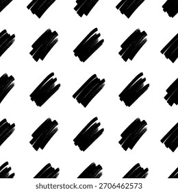 Seamless pattern with dark hand drawn scribble smear on white background. Abstract grunge texture. Vector illustration