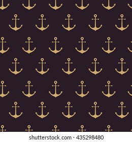 Seamless pattern with dark hand drawn anchors