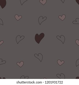 Seamless pattern of dark hearts on a gray background