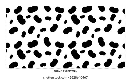 Seamless Pattern of Dark Organic Shapes on White Background