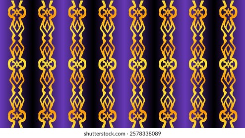 A seamless pattern with a dark purple background and golden and black design elements. This design gives a classic and elegant look, perfect for applications requiring a luxurious touch