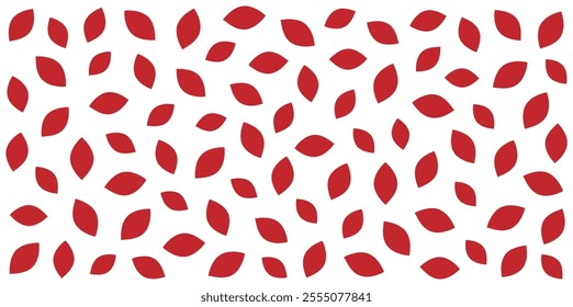 Seamless pattern of dark red leaves on white or transparent background. Minimalistic nature-inspired design for wallpaper or fabric