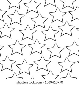 Seamless Pattern With dark Stars on white