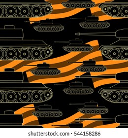 seamless pattern dark tanks victory celebration Defender of the Fatherland Day. vector illustration