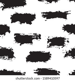 Seamless pattern of dashed stokes. Hand drawn monochrome background. Black Distressed Vector Grunge backdrop isolated on white background