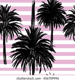 
Seamless pattern with date palms . Stylish summer background . Exotic , summer, sea .