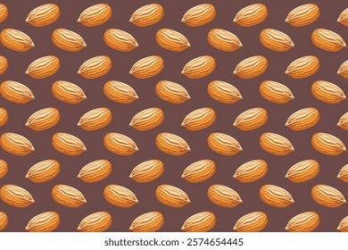 Seamless pattern with dates on a brown background. Dried fruits vector illustration.