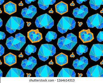 seamless pattern for the day of all lovers, diamonds, gold star