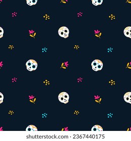 Seamless pattern for Day of the dead holiday. Texture for fabric, wrapping, textile, wallpaper, clothing.