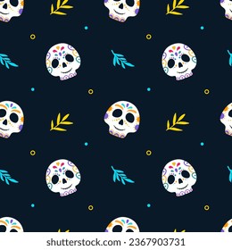 Seamless pattern for Day of the dead holiday. Texture for fabric, wrapping, textile, wallpaper, clothing.