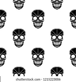 The seamless pattern of Day of the Dead, a traditional holiday in Mexico. Skulls in polygonal style. Background for Halloween