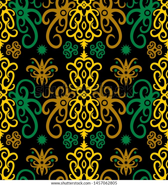 Seamless Pattern Dayak Batik Borneo Motif Stock Vector (Royalty Free ...