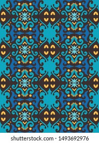 seamless pattern of dayak ethnic pattern. traditional Indonesian fabric motif. borneo style. vector design inspiration. Creative textile for fashion or cloth