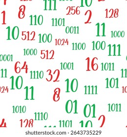 Seamless pattern of decimal code. High-tech futuristic colorful decimal computer code. Programming template