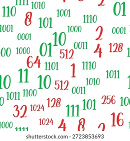Seamless pattern of decimal code. High-tech futuristic colorful decimal computer code. Programming template