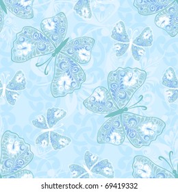 seamless pattern with decorated butterflies